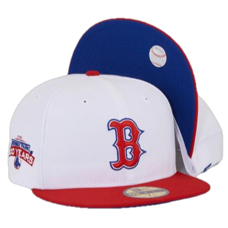 New Era Boston Red Sox White/Red 100 Years Patch 59FIFTY Fitted Hat
