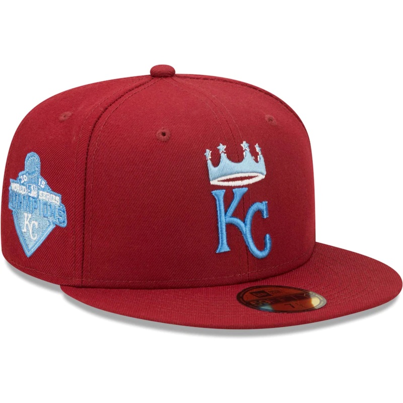 New Era Kansas City Royals Cardinal 2015 World Series Champions Air Force Blue Undervisor 59FIFTY Fitted Hat