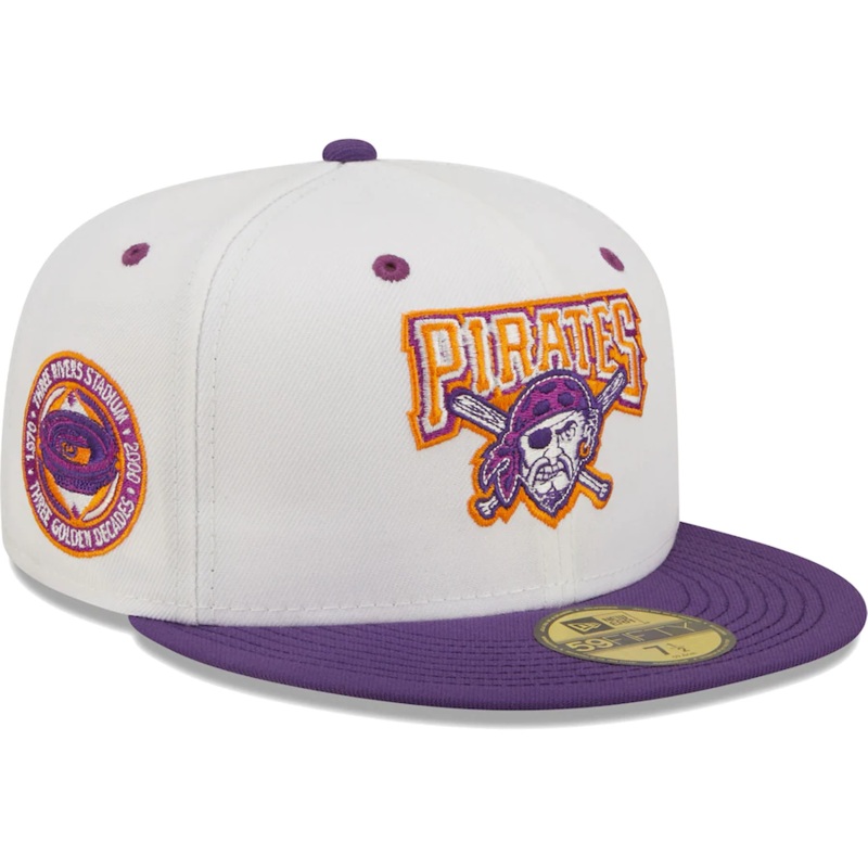 New Era Pittsburgh Pirates White/Purple Three Rivers Stadium Grape Lolli 59FIFTY Fitted Hat
