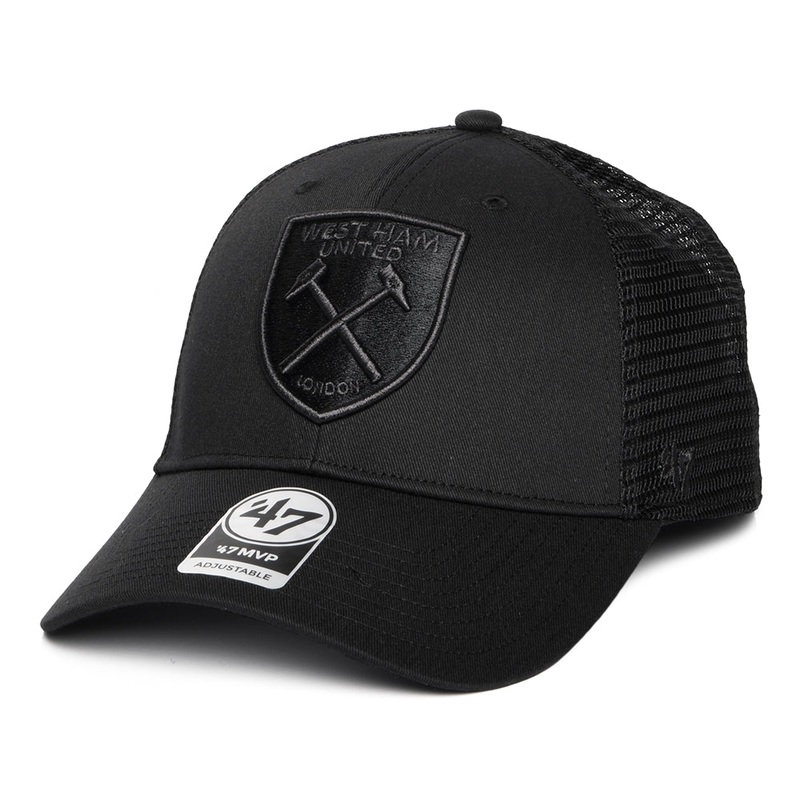 47 Brand West Ham United FC Trucker Cap – Branson MVP – Black On Black Adjustable