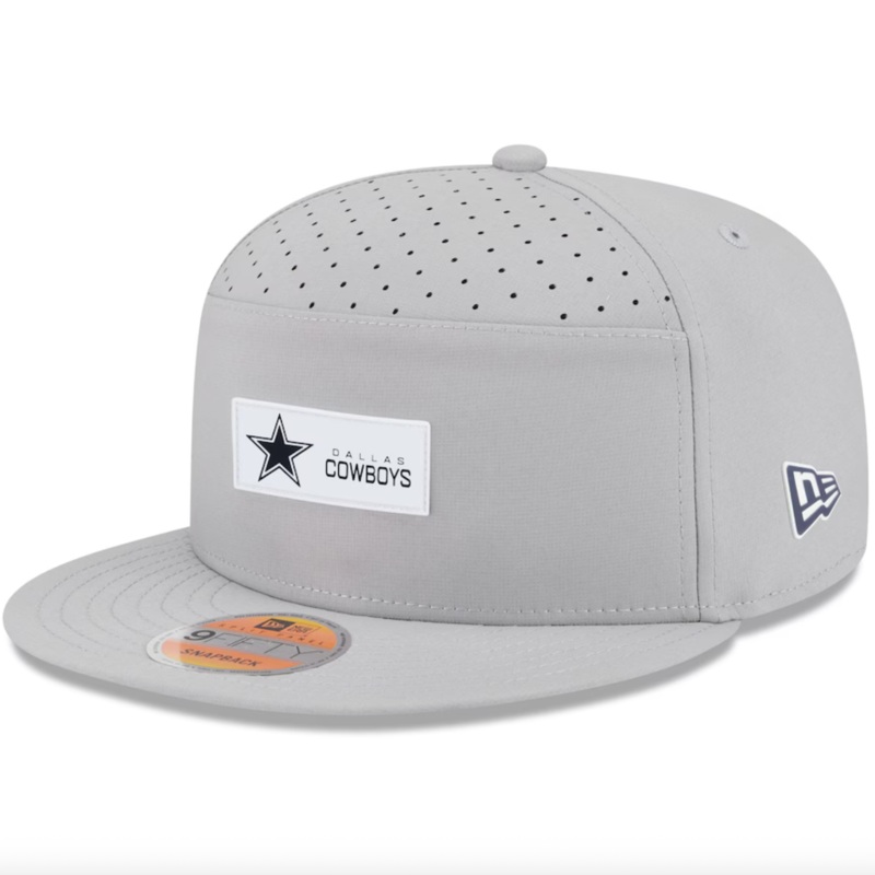 Dallas Cowboys New Era 2025 Sideline Split Panel 9FIFTY Snapback Hat – Gray