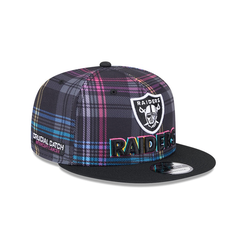 Las Vegas Raiders New Era 2024 NFL Crucial Catch Plaid 9Fifty Snapback Hat – Black/Pink