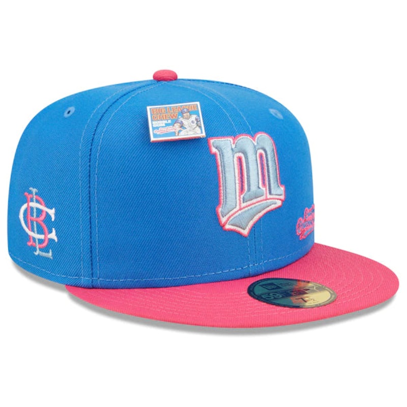 New Era MLB x Big League Chew  Minnesota Twins Curveball Cotton Candy Flavor Pack 59FIFTY Fitted Hat – Blue/Pink