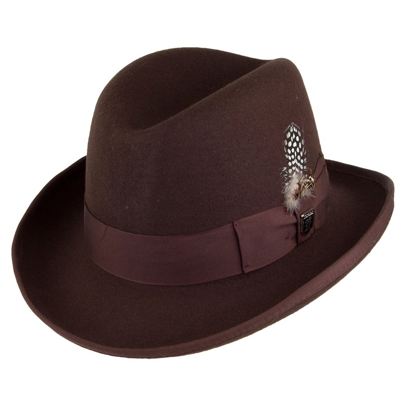 Stacy Adams Hats Wool Felt Homburg – Brown S