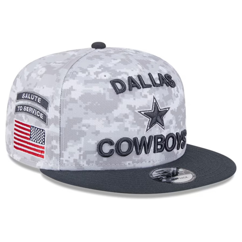 Dallas Cowboys New Era 2024 Salute To Service 9Fifty Snapback Hat – Chrome/Graphite