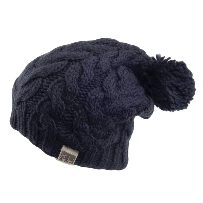 Kusan Oversized Bobble Hat – Navy Blue 1-Size