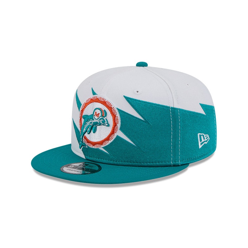 Miami Dolphins New Era JAGGED 9Fifty Snapback Hat = Aqua/Orange