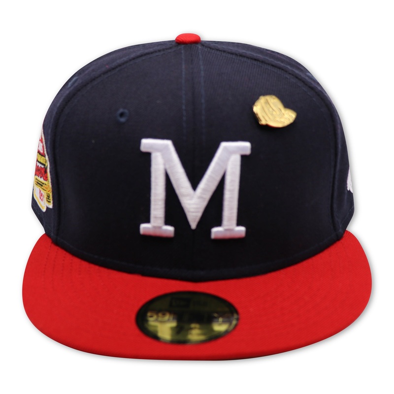 MILWAUKEE BRAVES (1957  WS “HISTORY”) NEW ERA 59FIFTY FITTED ( GREEN UNDER VISOR) WITH PIN 67/8