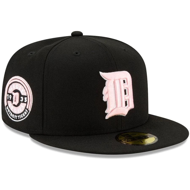New Era Detroit Tigers Black 1935 World Series Champions Pink Undervisor 59FIFTY Fitted Hat