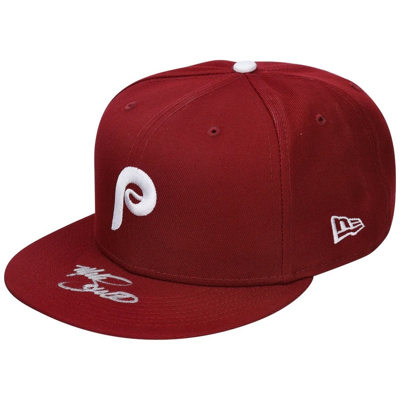 New Era Mike Schmidt Philadelphia Phillies Autographed Maroon 59FIFTY Fitted Hat