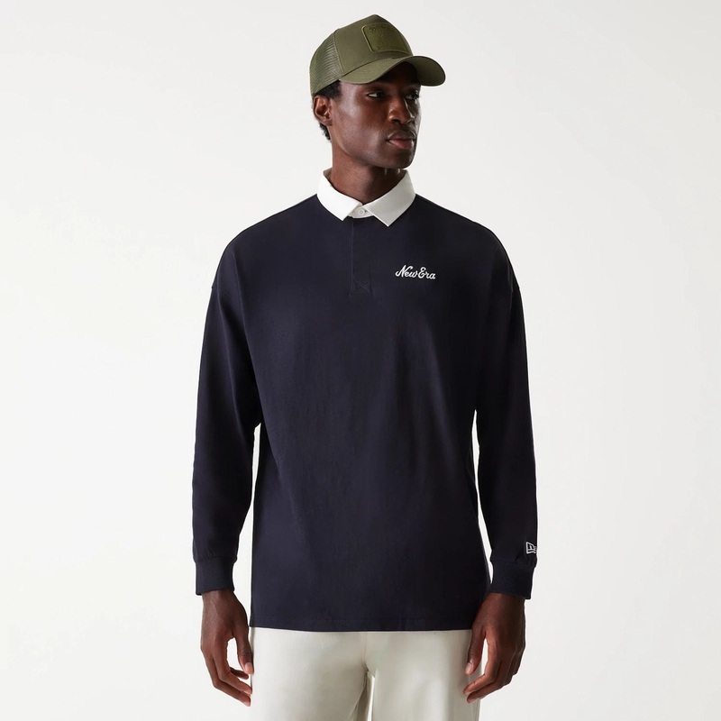New Era Navy Oversized Rugby Shirt XS