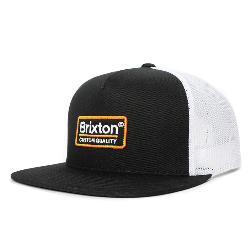 Brixton Hats Palmer Trucker Cap – Black-White-Gold Adjustable