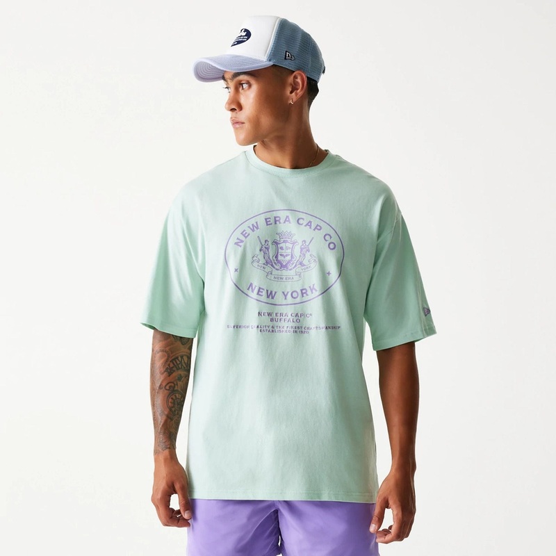 New Era Crest Pastel Green Oversized T-Shirt XS