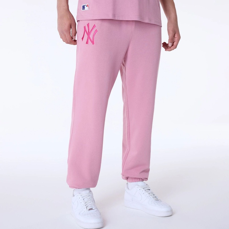 New York Yankees MLB League Essential Dark Pink Fleece Joggers XS