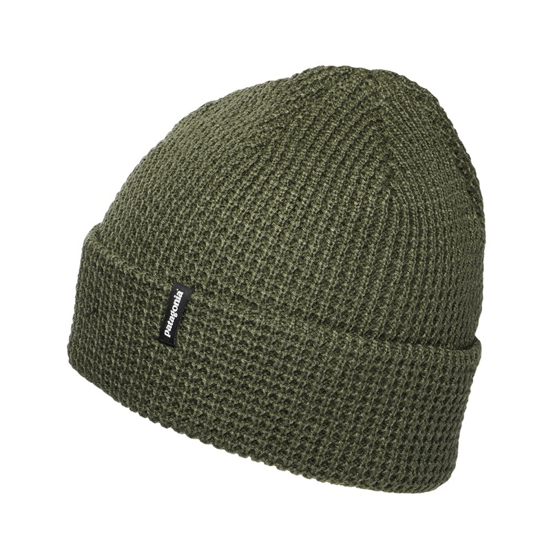 Patagonia Hats Snowdrifter Waffle Knit Beanie Hat – Pine Green 1-Size