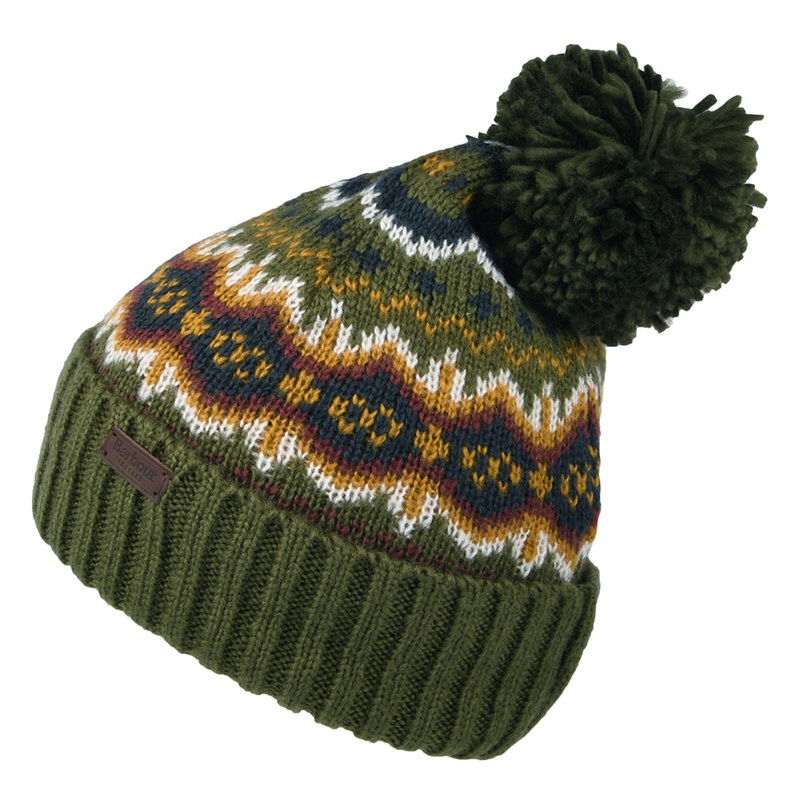 Barbour Hats Case Fair Isle Bobble Hat – Olive 1-Size