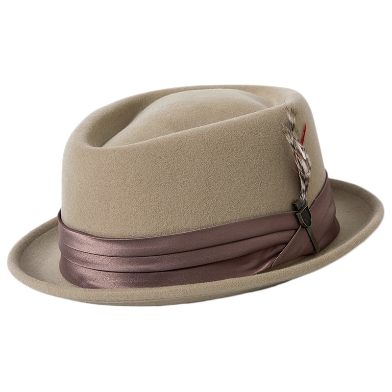 Brixton Hats Stout Wool Felt Pork Pie Hat – Sand-Dark Sand Small-56cm