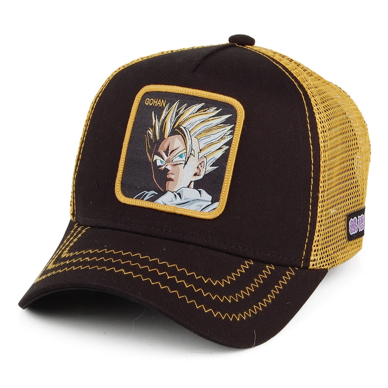 Capslab Dragon Ball Z Trucker Cap – Gohan – Black-Yellow Adjustable