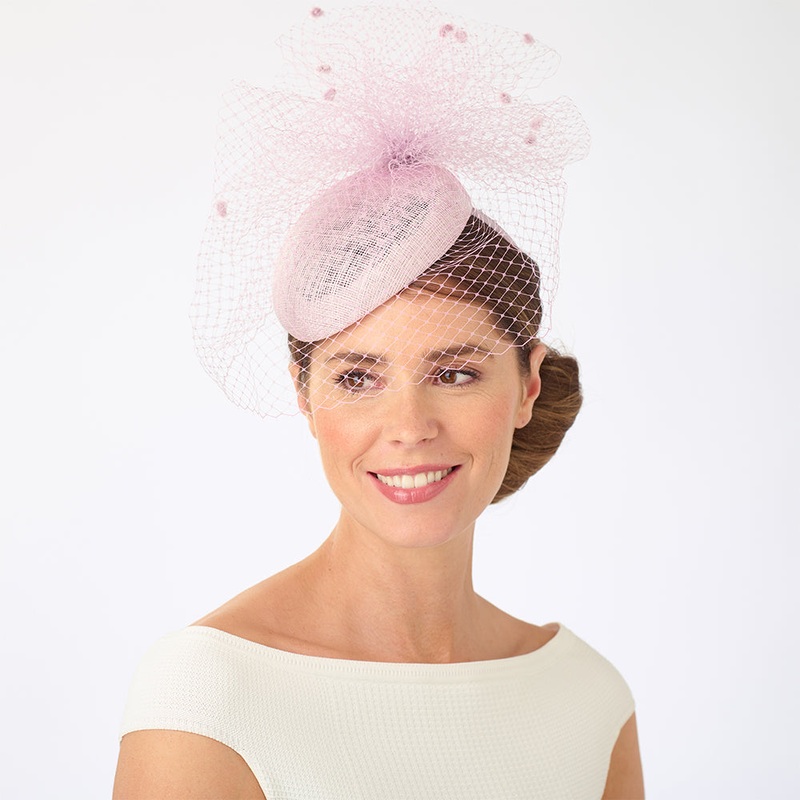 Failsworth Hats Bonnie Pillbox Hat with Veil – Blush 1-Size