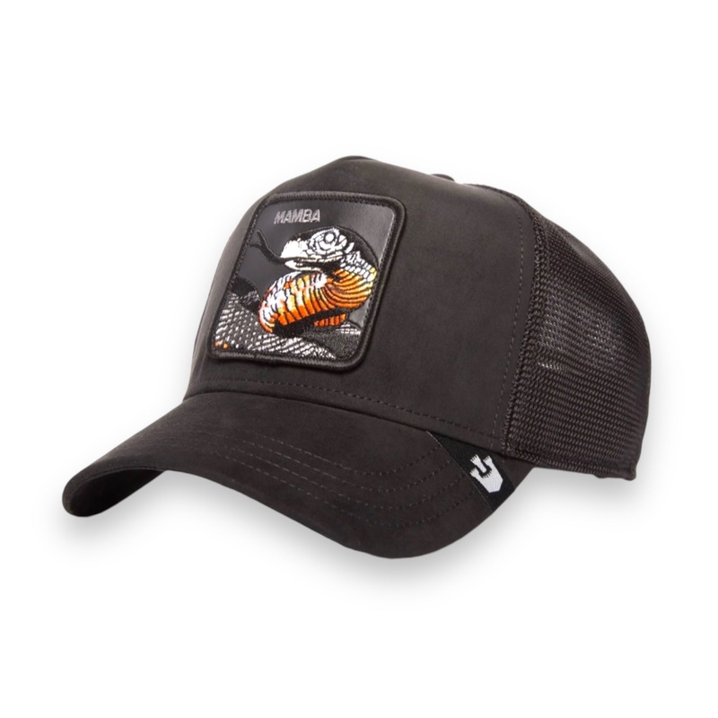 GOORIN BROS BLACK SUEDE MAMBA “SNAKE” TRUCKER SNAPBACK