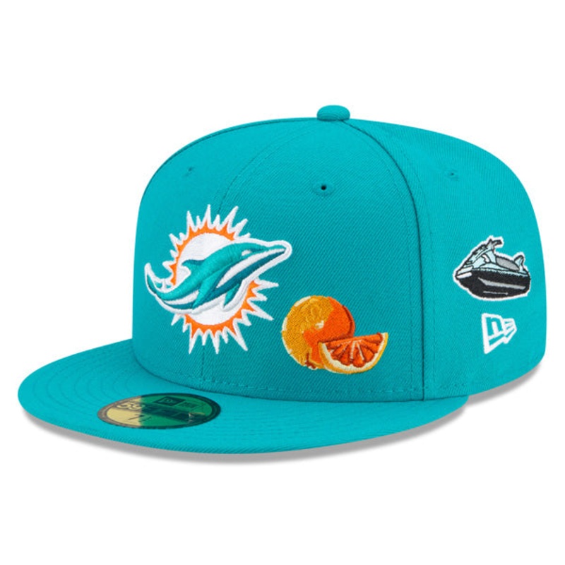 Miami Dolphins New Era Exclusive CITY TRANSIT 59Fifty Fitted NFL Hat – Aqua/Gray Bottom 6 7/8