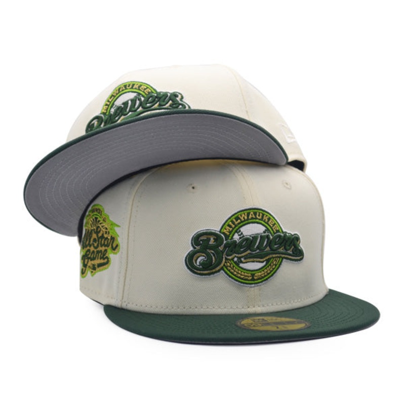 Milwaukee Brewers 2002 ALL-STAR GAME Exclusive New Era 59Fifty Fitted Hat – Chrome/Pine/Gold Metallic 7