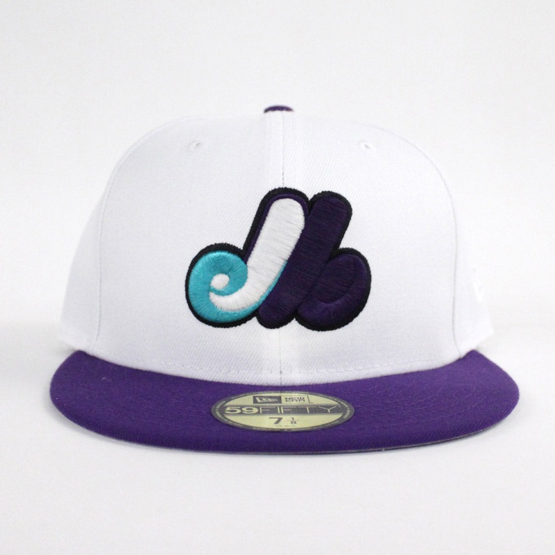 Montreal Expos New Era Fitted 59Fifty hat (Air Jordan 5 Grape Gray Under Brim) 7