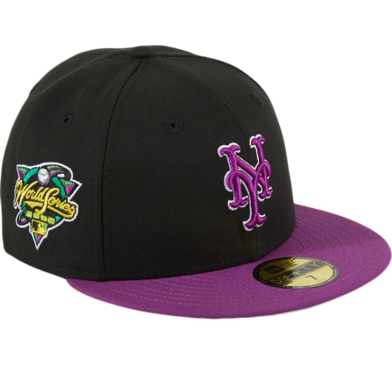 New Era New York Mets Black/Purple 2000 World Series Tribute Patch 59FIFTY Fitted Hat