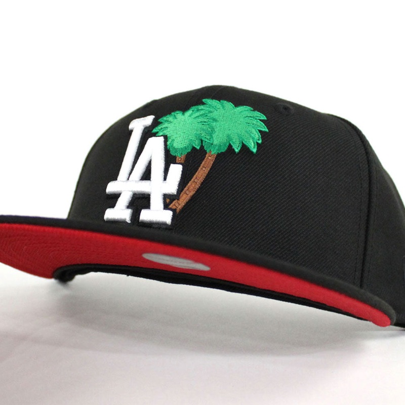Palm Tree Los Angeles Dodgers New Era 59Fifty Fitted Hat (Black Red Under Brim) 6 7/8