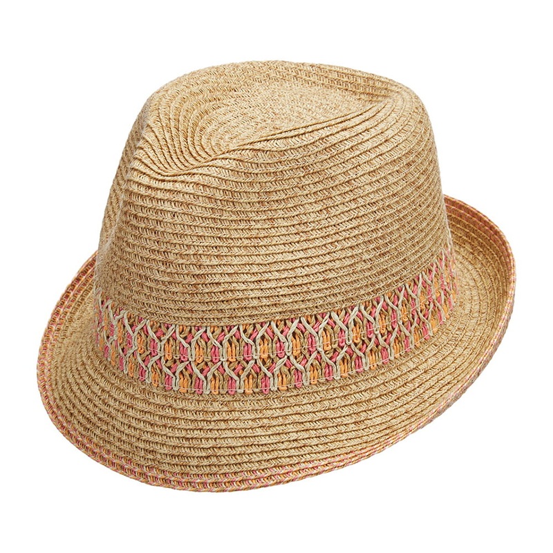 Scala Hats Paper Braid Trilby Hat – Natural-Pink 1-Size