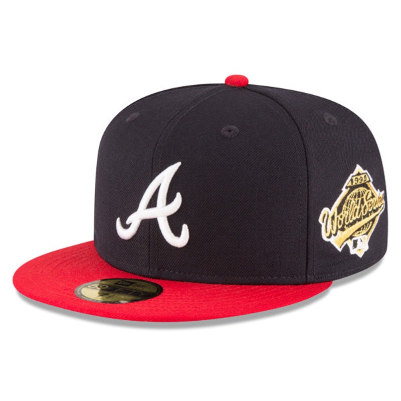 Atlanta Braves New Era 1995 WORLD SERIES Side Patch 59FIFTY Fitted MLB Hat  Navy/Red 6 7/8