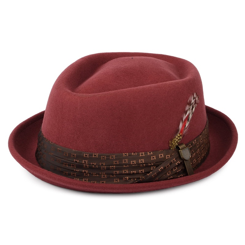 Brixton Hats Stout Wool Felt Pork Pie Hat – Brick Red Small-56cm