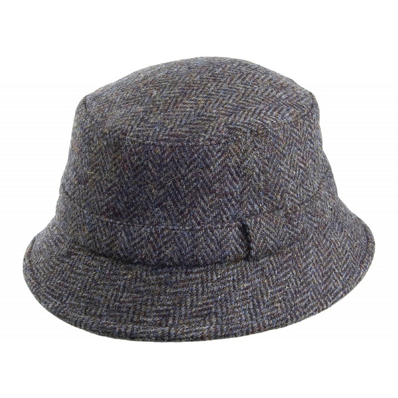 Failsworth Hats Grouse HARRIS TWEED Bucket Hat – Blue-Mix S