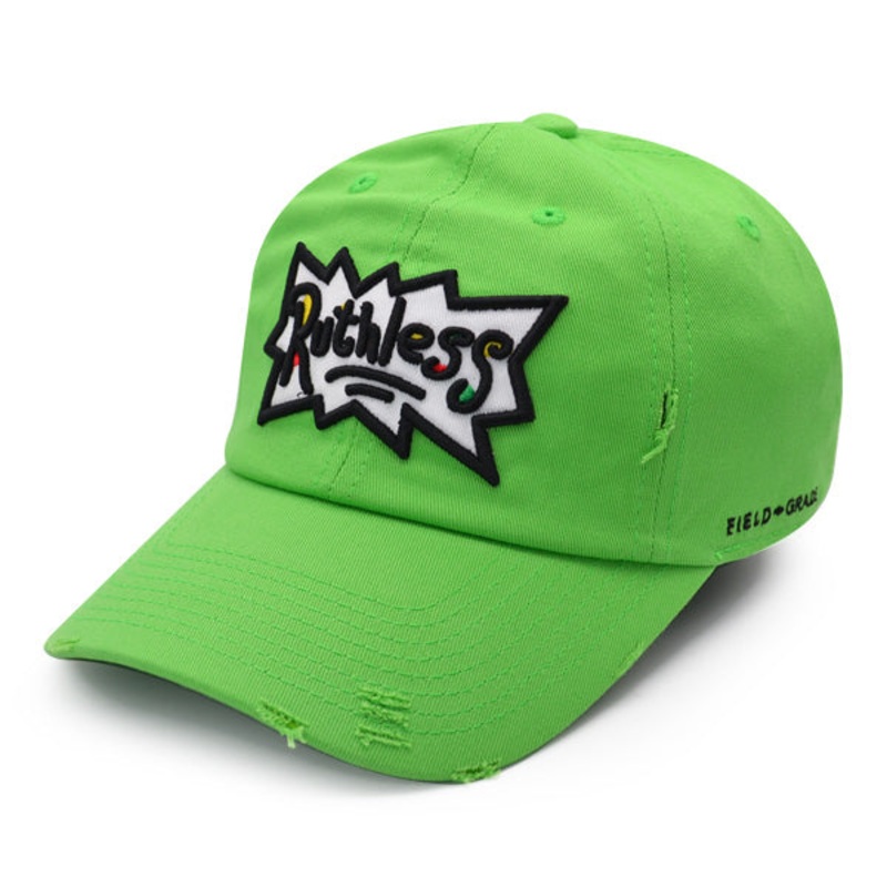Field Grade RUTHLESS Strapback Adjustable Distressed Hat – Electric Green
