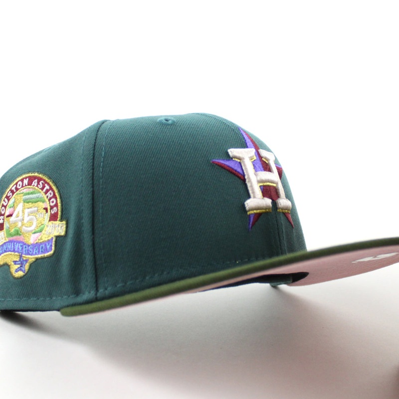 Houston Astros 45Th Anniversary New Era 59Fifty Fitted Hat (Pine Green Rifle Green Pink Under Brim) 7