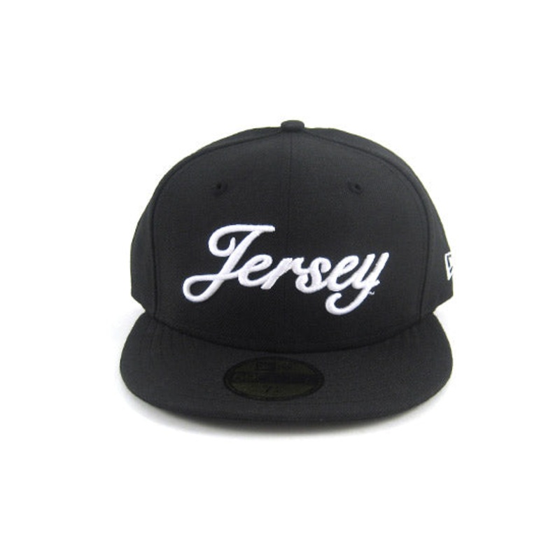 Jersey Script New Era 5950 Fitted Hats (BLACK WHITE) 7