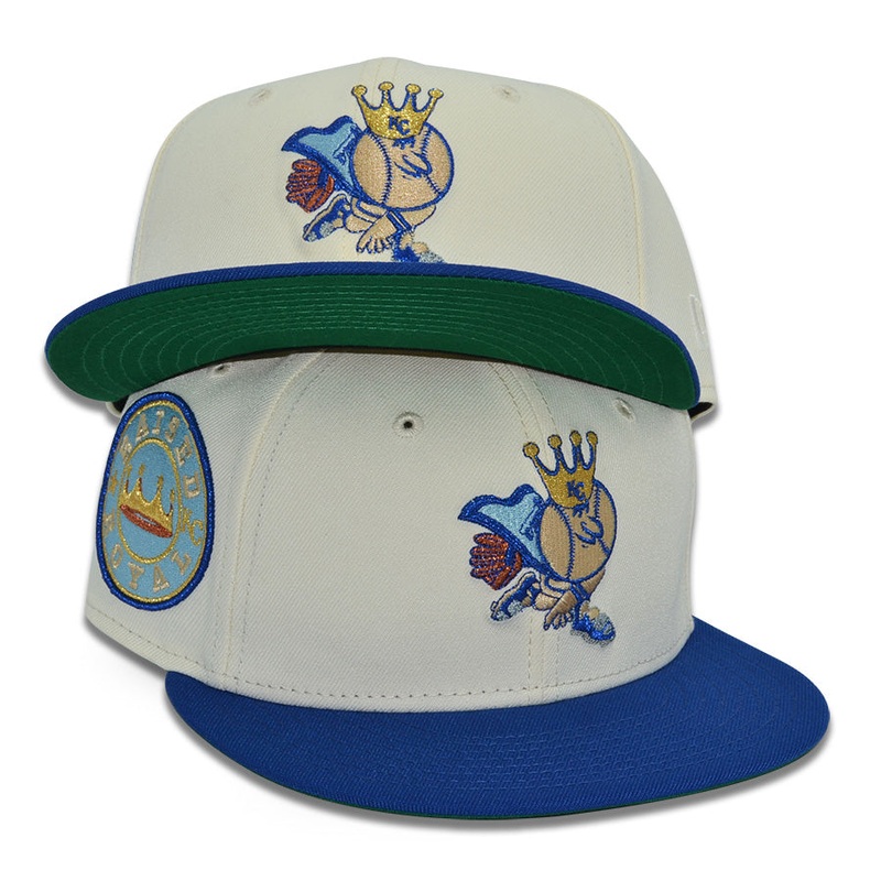 Kansas City Royals “KING GEORGE” Exclusive New Era 59Fifty Fitted Hat – Chrome/Light Royal 6 7/8
