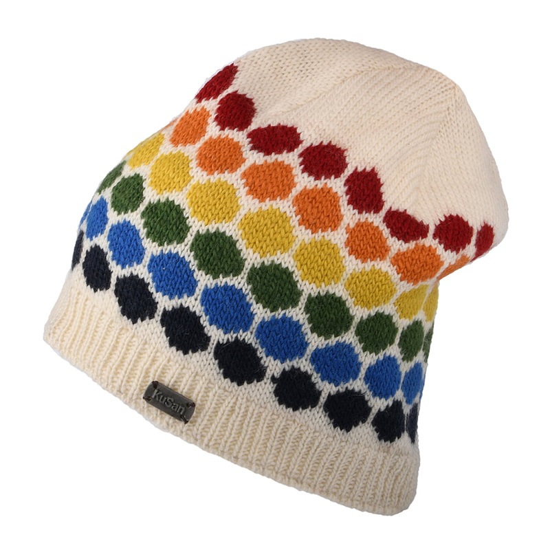 Kusan Colour Theory Slouch Beanie Hat – White-Multi 1-Size