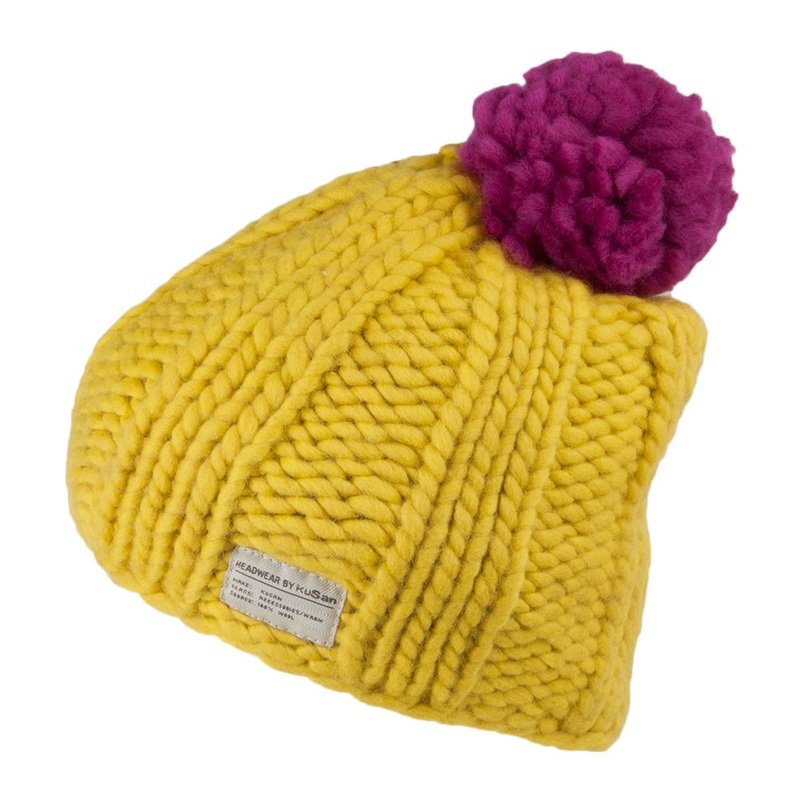 Kusan Multi Pom Bobble Hat – Yellow 1-Size