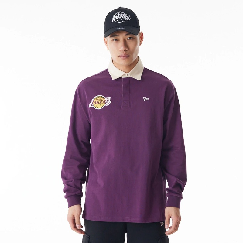 LA Lakers NBA Lifestyle Dark Purple Rugby Shirt XS