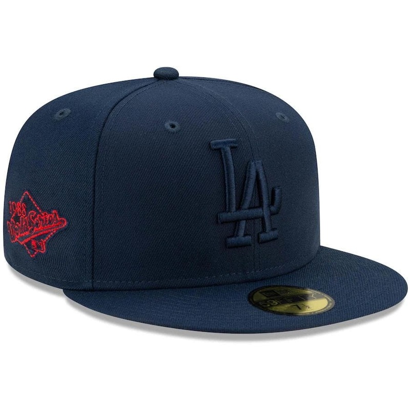 New Era Los Angeles Dodgers Navy Cooperstown Collection Oceanside Red Under Visor 59FIFTY Fitted Hat