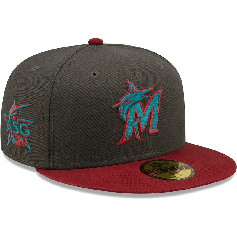 New Era Miami Marlins Graphite/Cardinal 2017 MLB All-Star Game Titlewave 59FIFTY Fitted Hat