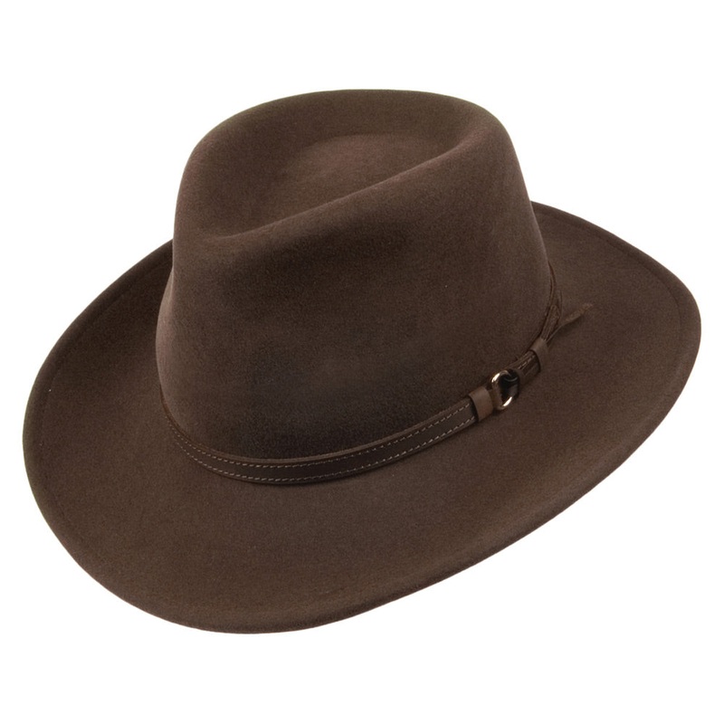 Olney Hats Crushable Wool Outback Hat – Brown S
