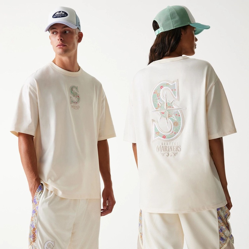 Seattle Mariners MLB Infill Open White Oversized T-Shirt XS