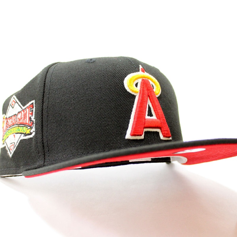 California Angels 1989 All-Star Game New Era 59Fifty Fitted Hat (Glow in the Dark Black Red Under Brim) 7
