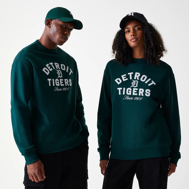 Detroit Tigers MLB Heritage Dark Green Oversized Crew Neck Sweater XS