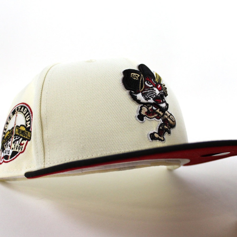 Detroit Tigers TIGER STADIUM New Era 59Fifty Fitted Hat (GITD CHROME WHITE BLACK SCARLET Under Brim) 7