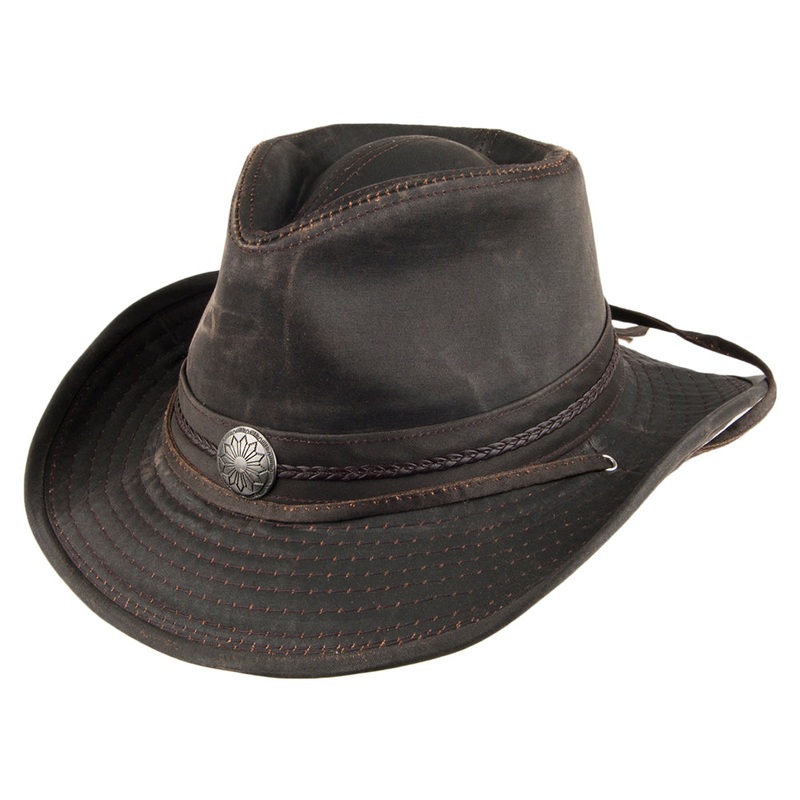 Dorfman Pacific Hats Weathered Cotton Outback Hat with Pin – Brown S