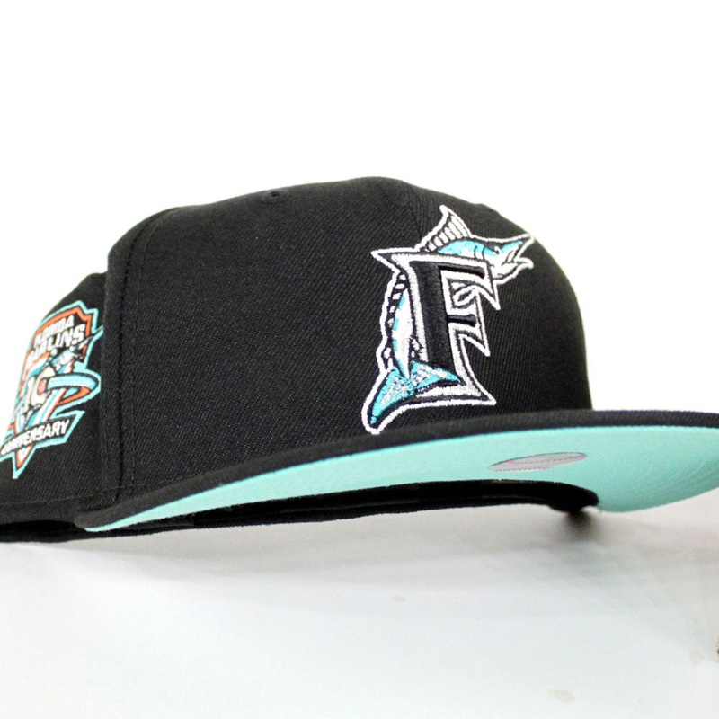 Florida Marlins 10 Year  Anniversary New Era 59Fifty Fitted Hat (Black Mint Under brim) 7