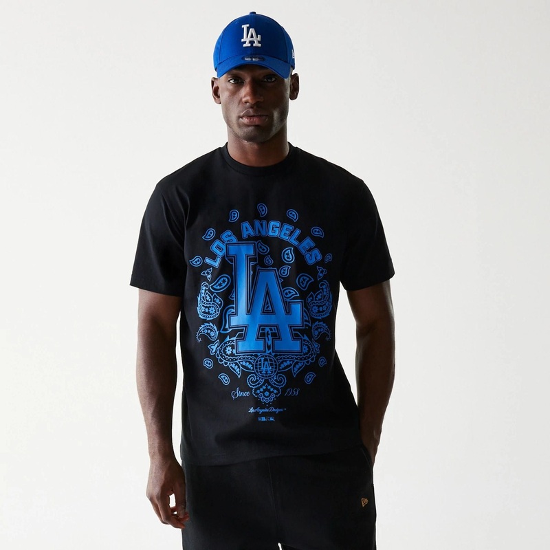 LA Dodgers MLB Paisley Black Oversized T-Shirt XS